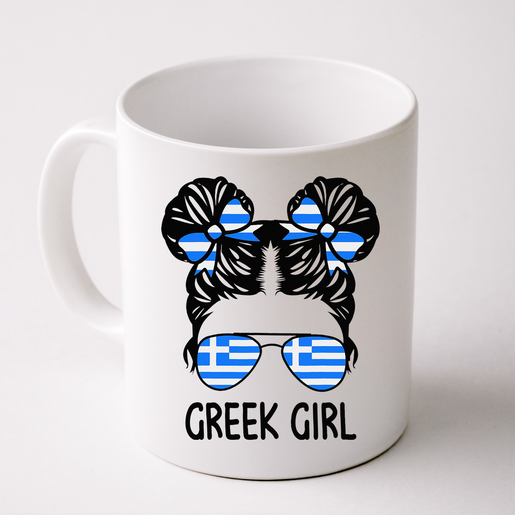 Greek Girl Messy Hair Greece Pride Patriotic Mug