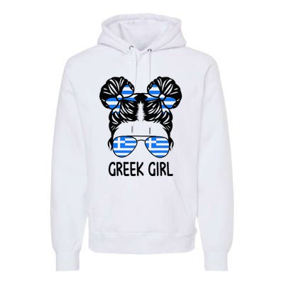 Greek Girl Messy Hair Greece Pride Patriotic Premium Hoodie