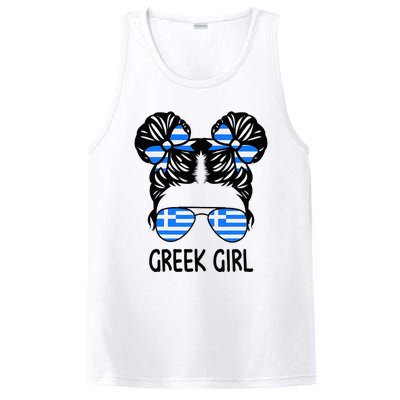 Greek Girl Messy Hair Greece Pride Patriotic PosiCharge Competitor Tank