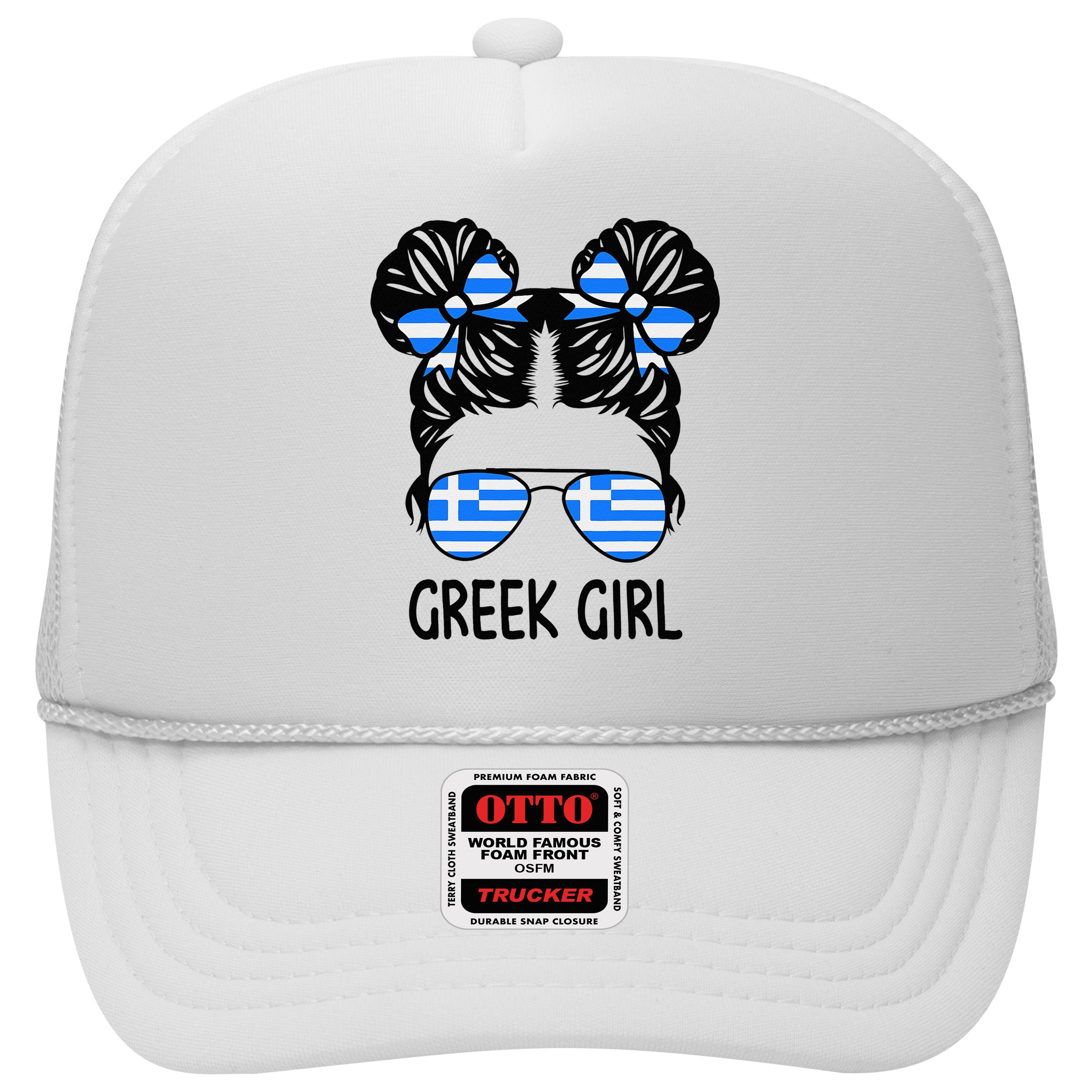 Greek Girl Messy Hair Greece Pride Patriotic Hat