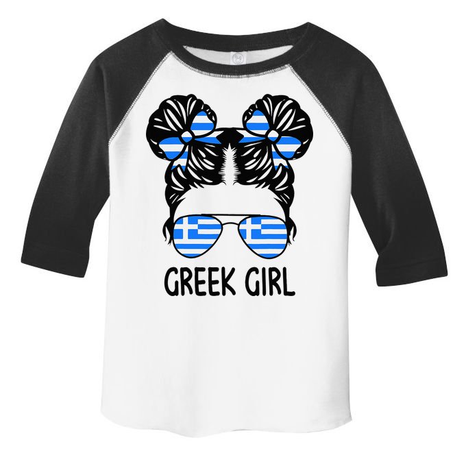 Greek Girl Messy Hair Greece Pride Patriotic Toddler Fine Jersey T-Shirt
