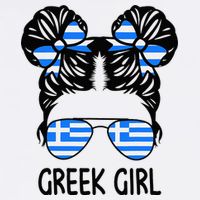 Greek Girl Messy Hair Greece Pride Patriotic Kids T-Shirt