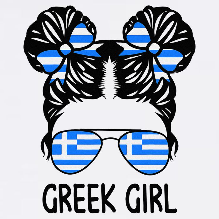 Greek Girl Messy Hair Greece Pride Patriotic Kids T-Shirt