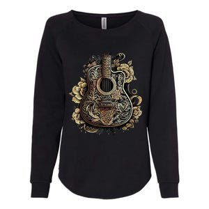 Guitar Graphic Music Lover Acoustic Guitar Musician Floral Womens California Wash Sweatshirt