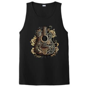 Guitar Graphic Music Lover Acoustic Guitar Musician Floral PosiCharge Competitor Tank