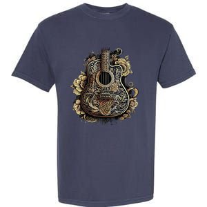 Guitar Graphic Music Lover Acoustic Guitar Musician Floral Garment-Dyed Heavyweight T-Shirt