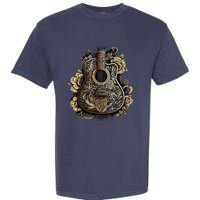 Guitar Graphic Music Lover Acoustic Guitar Musician Floral Garment-Dyed Heavyweight T-Shirt