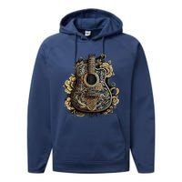 Guitar Graphic Music Lover Acoustic Guitar Musician Floral Performance Fleece Hoodie