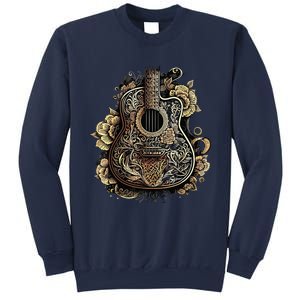 Guitar Graphic Music Lover Acoustic Guitar Musician Floral Sweatshirt