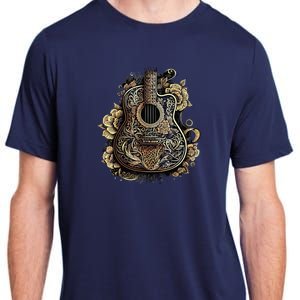 Guitar Graphic Music Lover Acoustic Guitar Musician Floral Adult ChromaSoft Performance T-Shirt