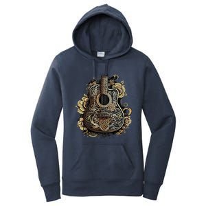 Guitar Graphic Music Lover Acoustic Guitar Musician Floral Women's Pullover Hoodie