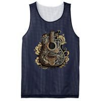 Guitar Graphic Music Lover Acoustic Guitar Musician Floral Mesh Reversible Basketball Jersey Tank