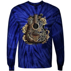 Guitar Graphic Music Lover Acoustic Guitar Musician Floral Tie-Dye Long Sleeve Shirt