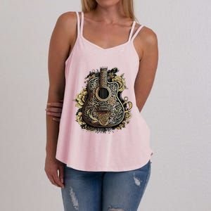 Guitar Graphic Music Lover Acoustic Guitar Musician Floral Women's Strappy Tank