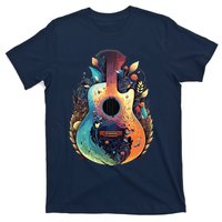 Guitar Graphic Music Lover Acoustic Guitar Musician Floral T-Shirt