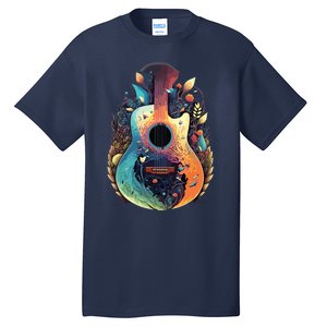 Guitar Graphic Music Lover Acoustic Guitar Musician Floral Tall T-Shirt