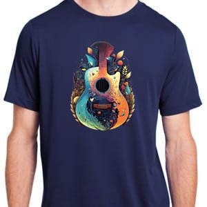 Guitar Graphic Music Lover Acoustic Guitar Musician Floral Adult ChromaSoft Performance T-Shirt