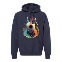 Guitar Graphic Music Lover Acoustic Guitar Musician Floral Premium Hoodie