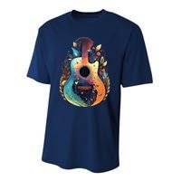 Guitar Graphic Music Lover Acoustic Guitar Musician Floral Performance Sprint T-Shirt