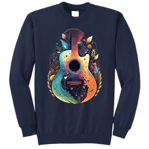 Guitar Graphic Music Lover Acoustic Guitar Musician Floral Tall Sweatshirt