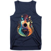 Guitar Graphic Music Lover Acoustic Guitar Musician Floral Tank Top