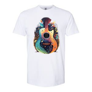 Guitar Graphic Music Lover Acoustic Guitar Musician Floral Softstyle CVC T-Shirt