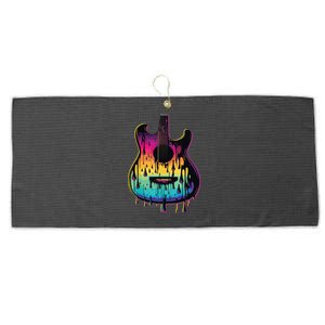 Guitar Graphic Music Lover Acoustic Guitar Player Musician Large Microfiber Waffle Golf Towel