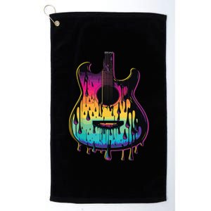 Guitar Graphic Music Lover Acoustic Guitar Player Musician Platinum Collection Golf Towel