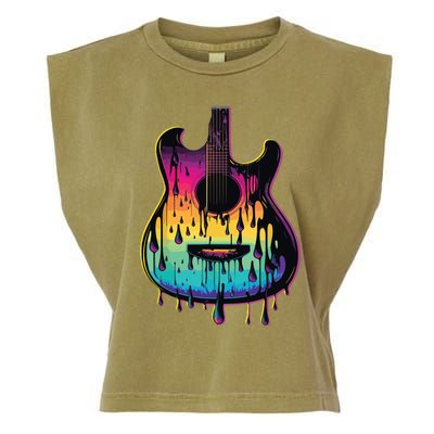 Guitar Graphic Music Lover Acoustic Guitar Player Musician Garment-Dyed Women's Muscle Tee