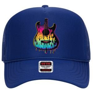 Guitar Graphic Music Lover Acoustic Guitar Player Musician High Crown Mesh Back Trucker Hat