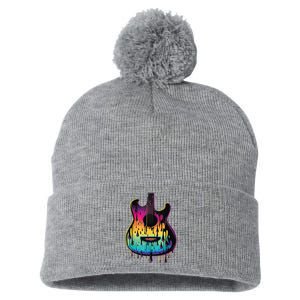 Guitar Graphic Music Lover Acoustic Guitar Player Musician Pom Pom 12in Knit Beanie