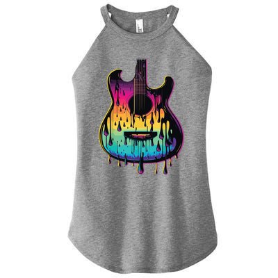 Guitar Graphic Music Lover Acoustic Guitar Player Musician Women’s Perfect Tri Rocker Tank