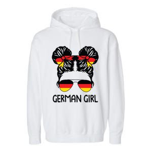 German Girl Messy Hair Germany Pride Patriotic Garment-Dyed Fleece Hoodie