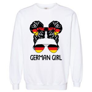 German Girl Messy Hair Germany Pride Patriotic Garment-Dyed Sweatshirt