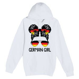 German Girl Messy Hair Germany Pride Patriotic Premium Pullover Hoodie