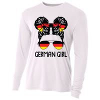 German Girl Messy Hair Germany Pride Patriotic Cooling Performance Long Sleeve Crew