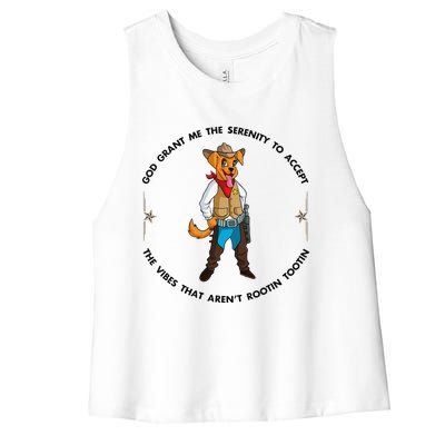 God grant me serenity to accept vibes Aren't Rootin Tootin Women's Racerback Cropped Tank