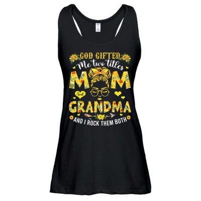 God Gifted Me Two Titles Mom And Grandma Happy Mother's Day Ladies Essential Flowy Tank