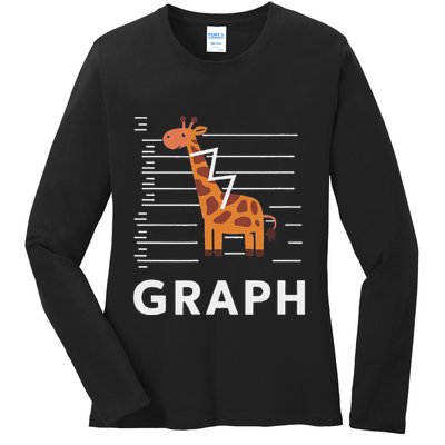 GRaph Giraffe Mathematician Funny Animal Pun Ladies Long Sleeve Shirt