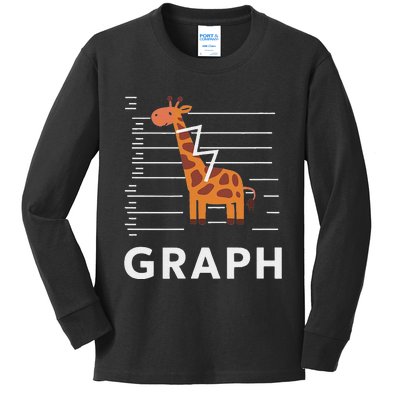 GRaph Giraffe Mathematician Funny Animal Pun Kids Long Sleeve Shirt