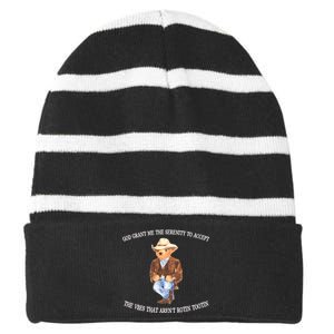 God Grant Me The Serenity To Accept The Vibes Striped Beanie with Solid Band