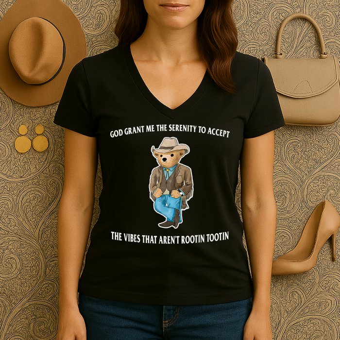 God Grant Me The Serenity To Accept The Vibes That Aren’t Rootin Tootin Women's V-Neck T-Shirt
