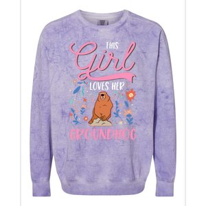 Groundhog Girl Marmot Groundhog Day Woodchuck Colorblast Crewneck Sweatshirt