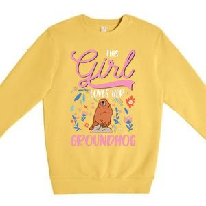 Groundhog Girl Marmot Groundhog Day Woodchuck Premium Crewneck Sweatshirt