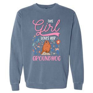 Groundhog Girl Marmot Groundhog Day Woodchuck Garment-Dyed Sweatshirt