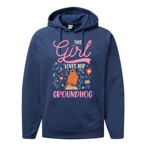 Groundhog Girl Marmot Groundhog Day Woodchuck Performance Fleece Hoodie