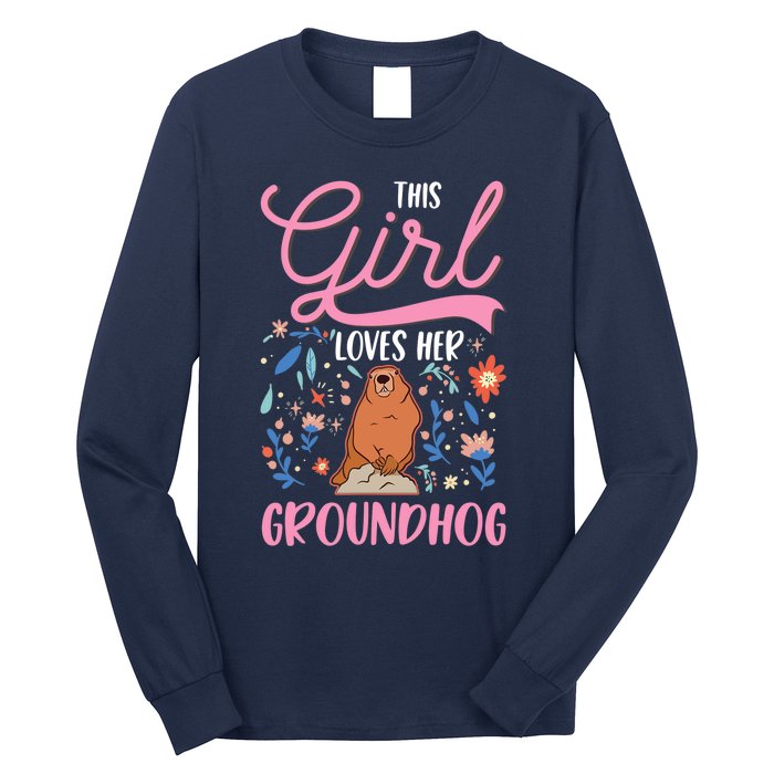 Groundhog Girl Marmot Groundhog Day Woodchuck Long Sleeve Shirt