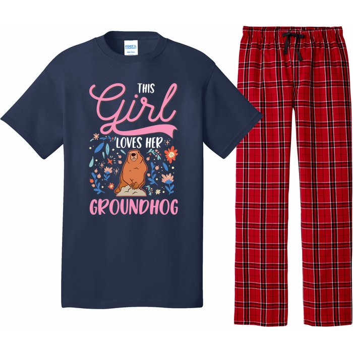 Groundhog Girl Marmot Groundhog Day Woodchuck Pajama Set