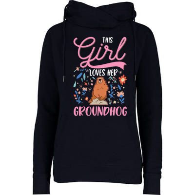 Groundhog Girl Marmot Groundhog Day Woodchuck Womens Funnel Neck Pullover Hood