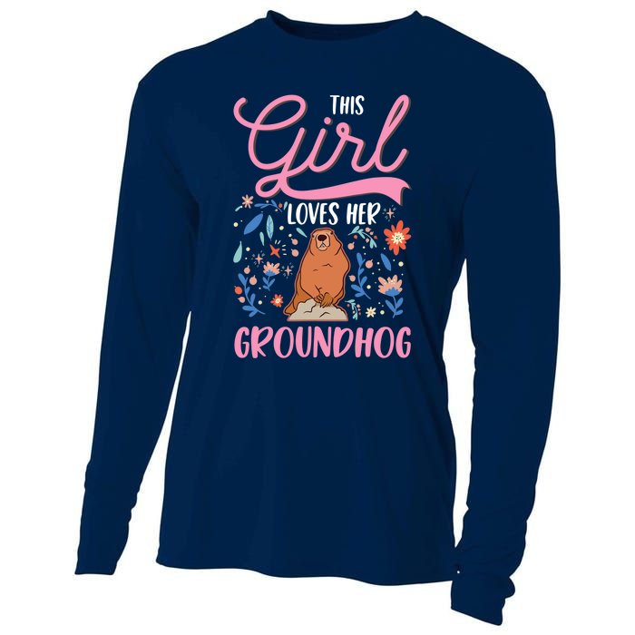 Groundhog Girl Marmot Groundhog Day Woodchuck Cooling Performance Long Sleeve Crew